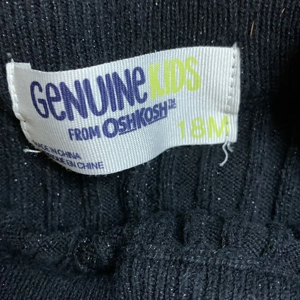 OshKosh cable knit black leggings 18 months tights winter metallic cotton